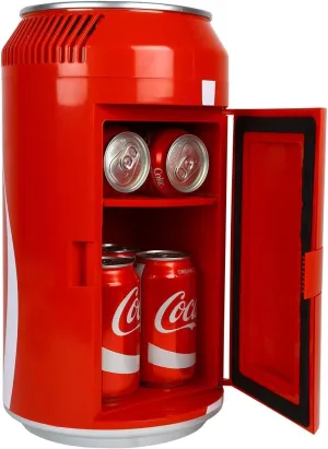 Coca Cola Mini Fridge - Refrigerator for Bedroom Skincare Office, Portable Table Top Beverage Cooler, 12V 110V Refrigerador For Drinks, Soda, Wines, Breast Milk, Use In Car, Dorm, Outdoor, Patio,8 Can