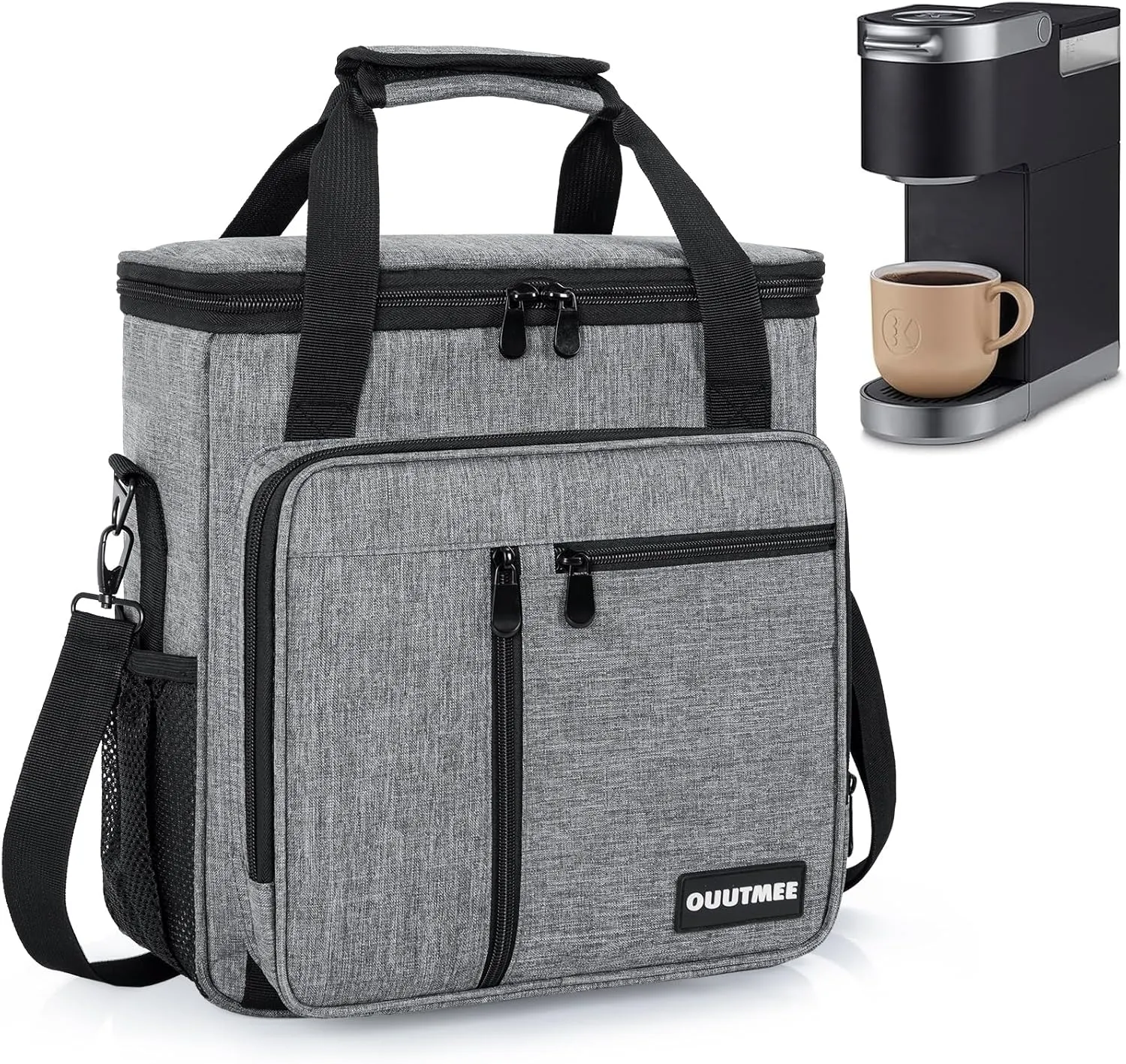 Coffee Maker Carrying Bag Compatible with Keurig K-Mini or K-Mini Plus, Single Serve Coffee Brewer Portable Storage Bag with Extra Pockets, Storage Tote Case With Shoulder Strap