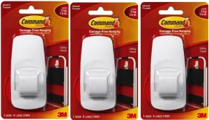 Command Jumbo Plastic Hook with Adhesive Strips, 3-Hooks