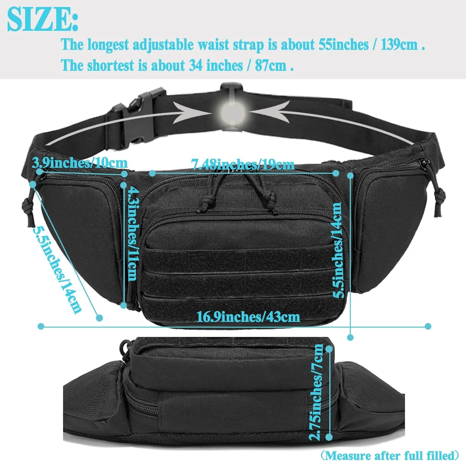 Concealed Pistol Fanny Pack ，Tactical Waist Bag Carry Gun Holster Fits Handgun, 1911 and More with U.S Patch (1 Pack Tan)