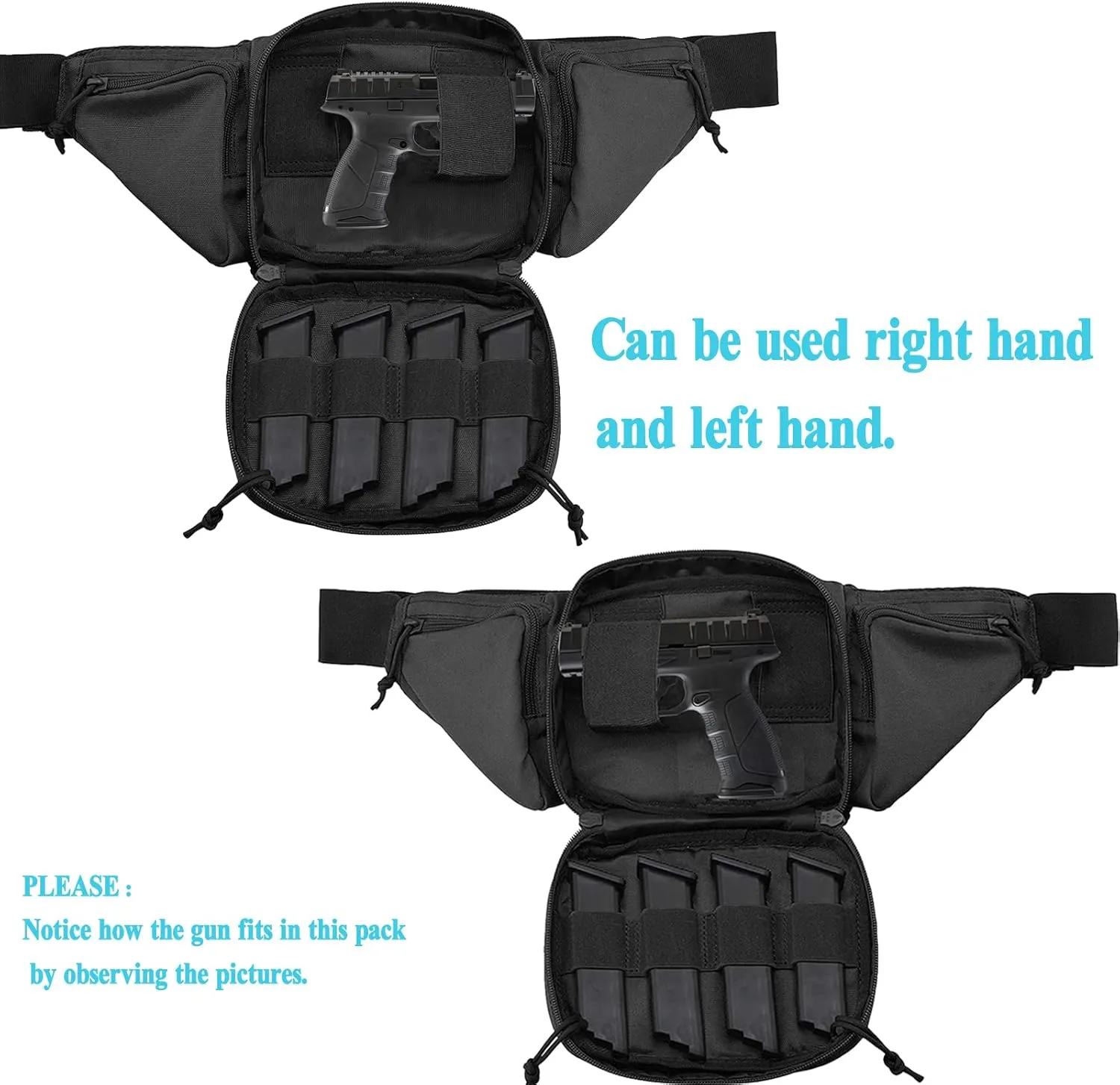 Concealed Pistol Fanny Pack ，Tactical Waist Bag Carry Gun Holster Fits Handgun, 1911 and More with U.S Patch (1 Pack Tan)