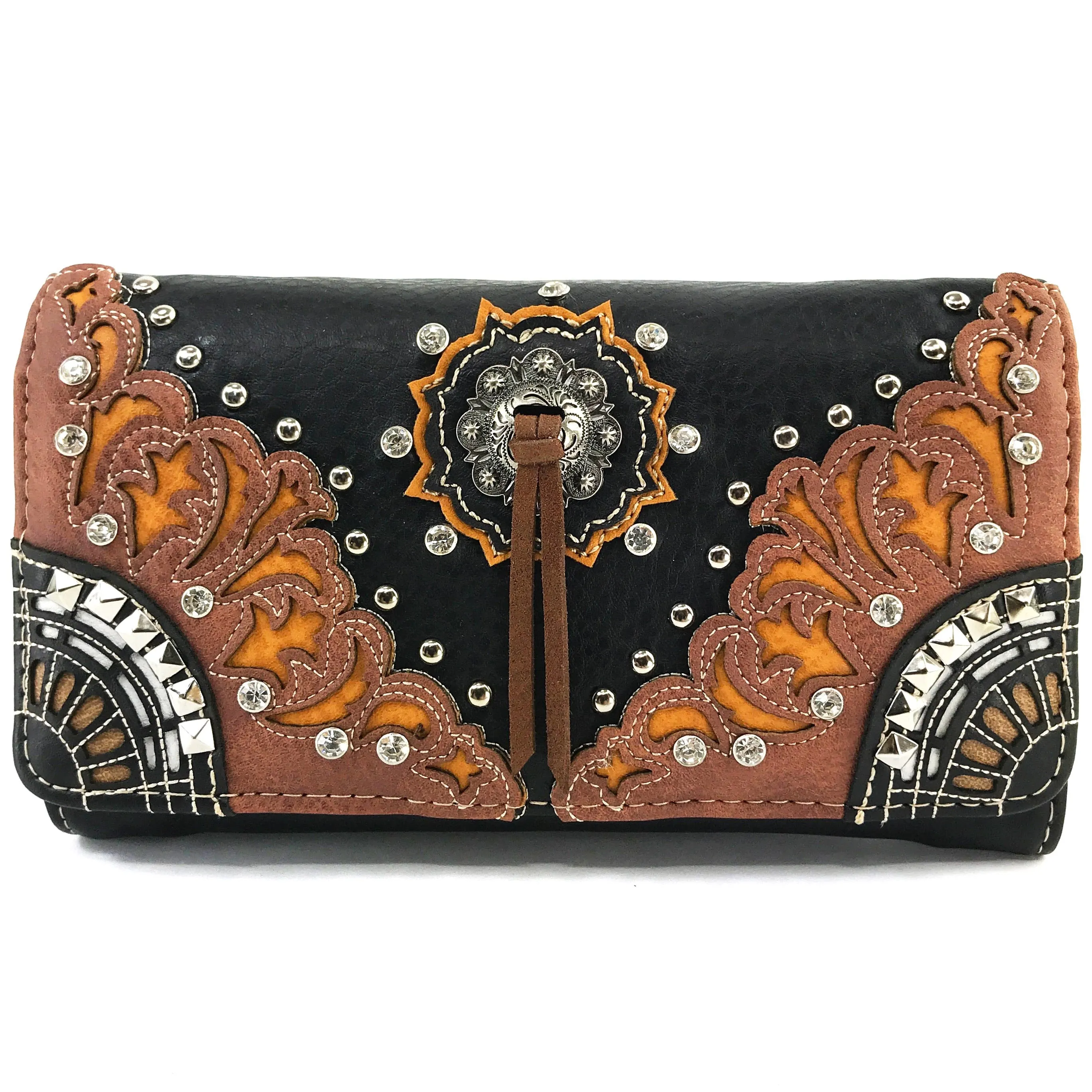 Concho Floral Crossbody Wallet