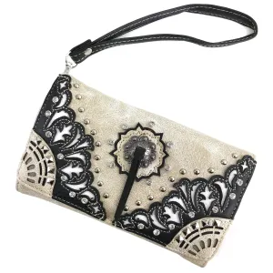 Concho Floral Crossbody Wallet