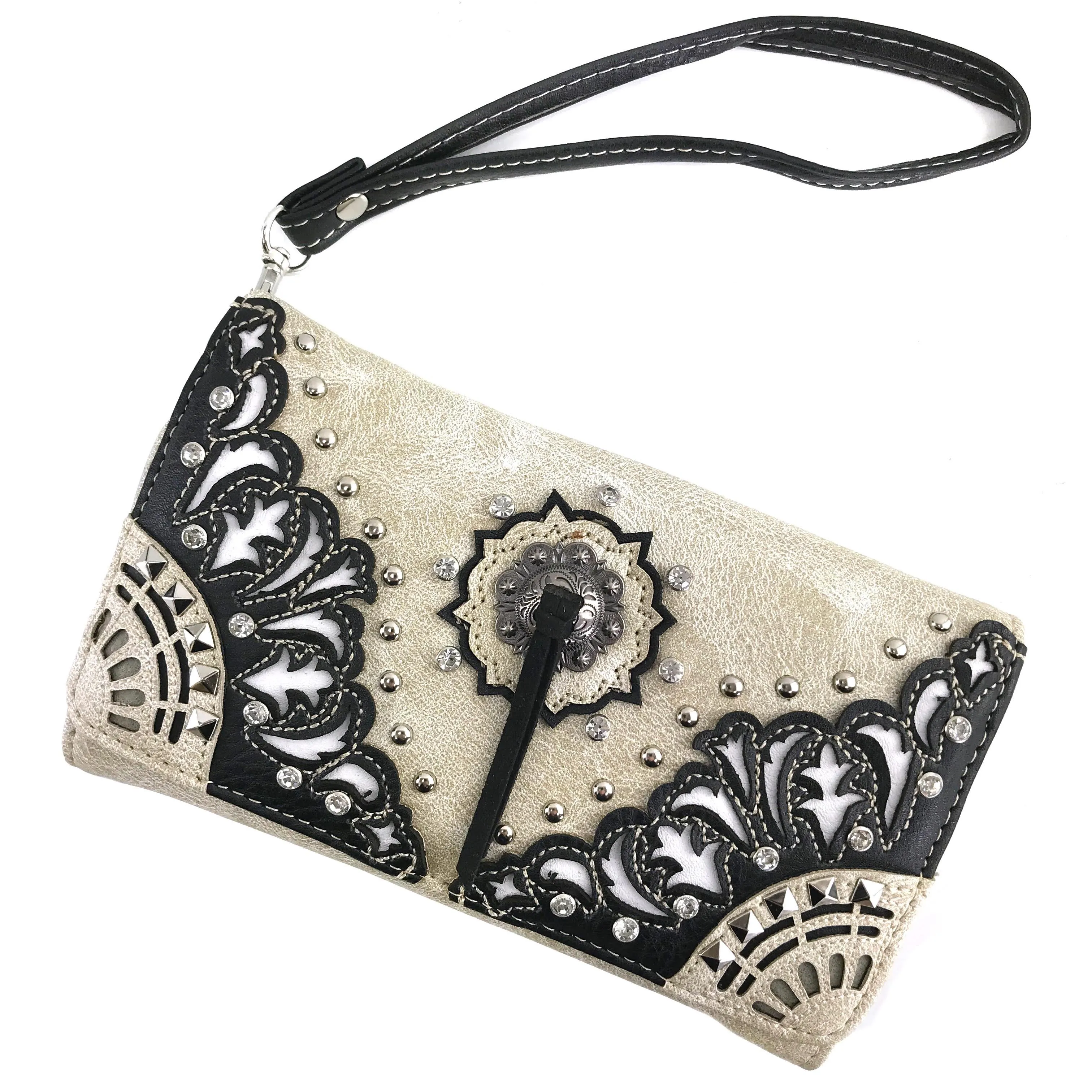 Concho Floral Crossbody Wallet