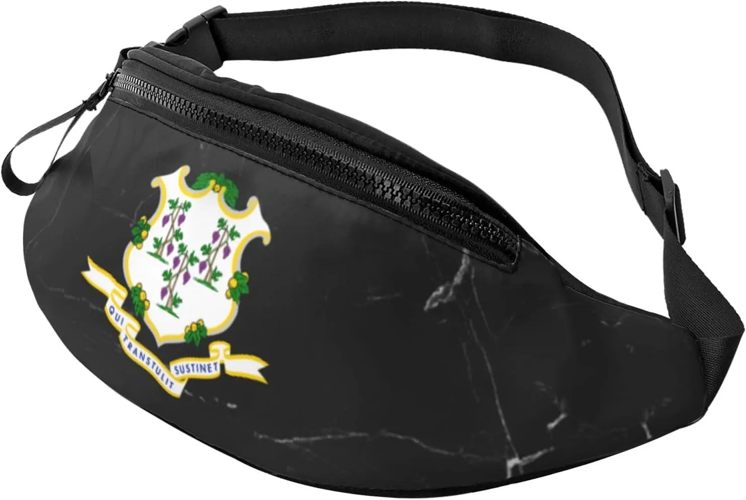 Connecticut State Flag Connecticut State Flag Crossbody Fanny Pack for Men and Women, Ideal for Travel, Sports and Running, Black