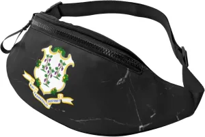Connecticut State Flag Connecticut State Flag Crossbody Fanny Pack for Men and Women, Ideal for Travel, Sports and Running, Black