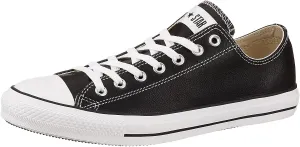 Converse Men's CTAS Leather Low Top, Black, Size 11
