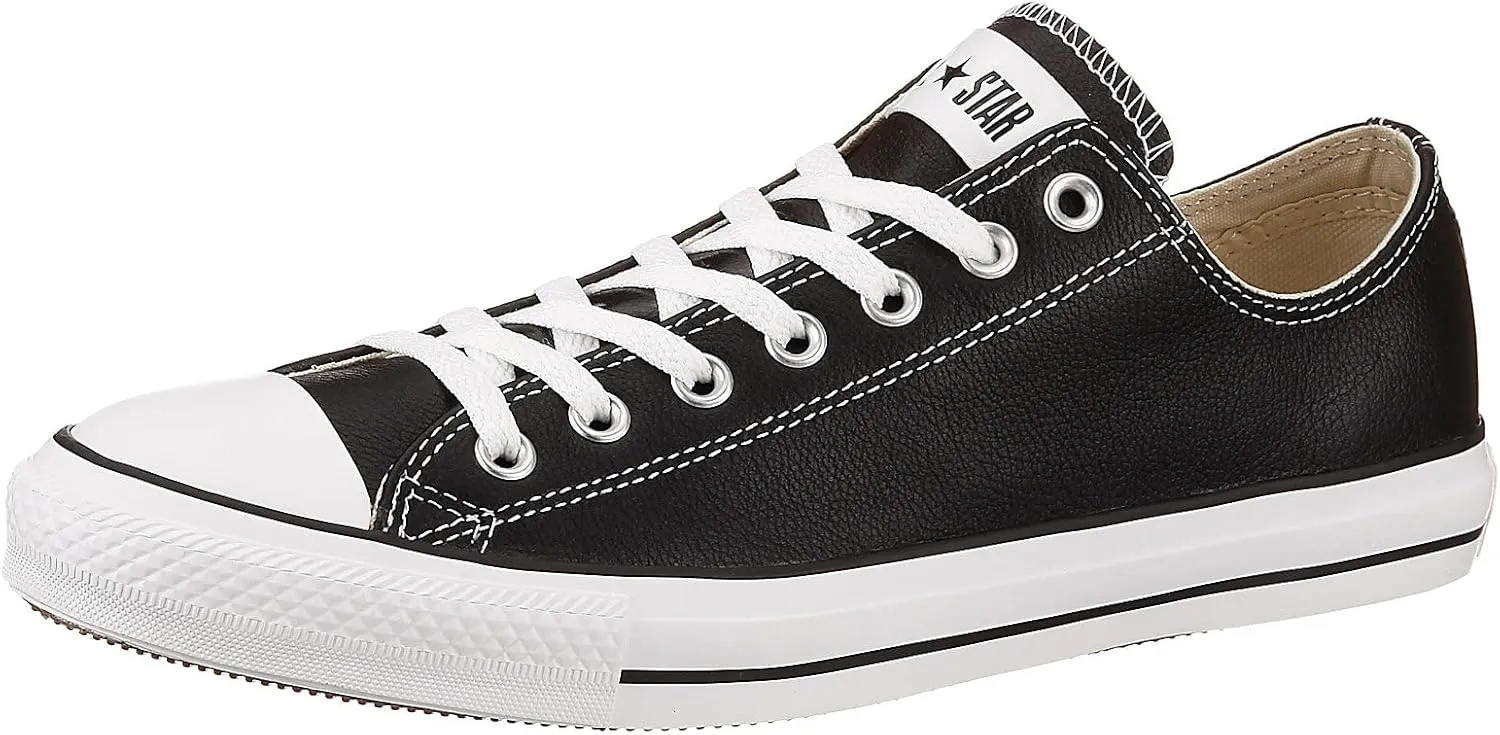 Converse Men's CTAS Leather Low Top, Black, Size 9.5