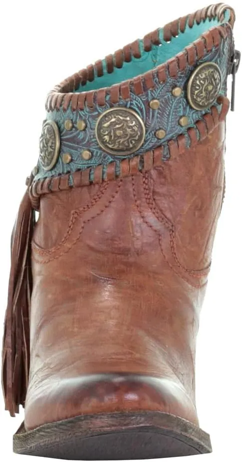 Corral Ld Brown Conchos Ankle Boot