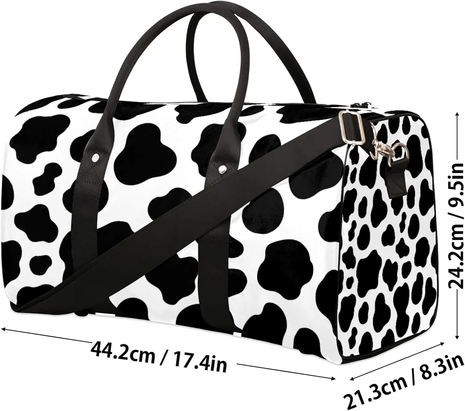 Cow Print Travel Duffle Bag, Weekender Bags for Women Men, Carry on Overnight Bag Waterproof Gym Bags, Hospital Bag for Labor and Delivery