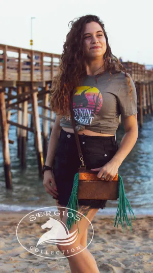 Cowhide & Turquoise Fringe Hipster/Crossbody