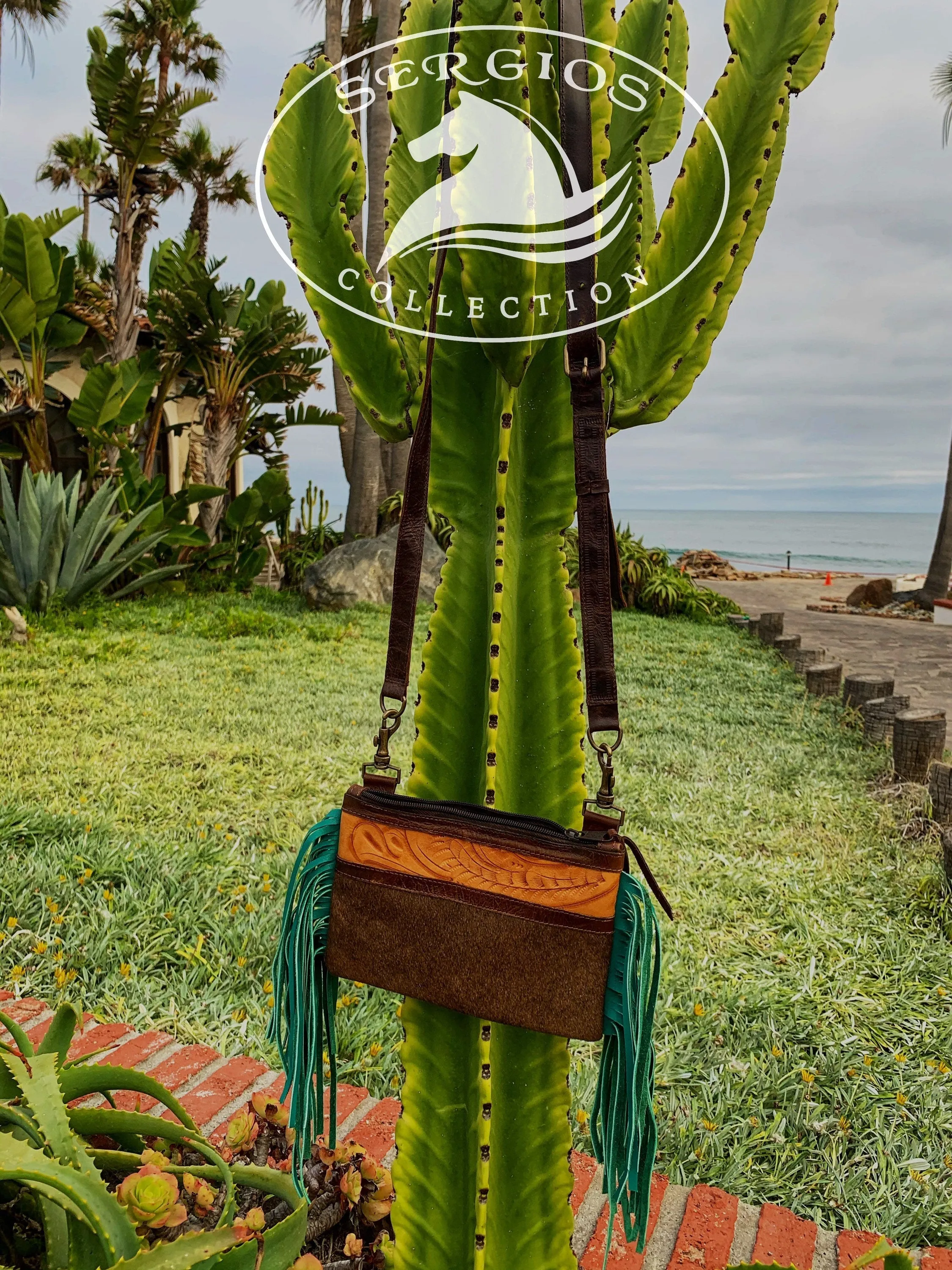Cowhide & Turquoise Fringe Hipster/Crossbody