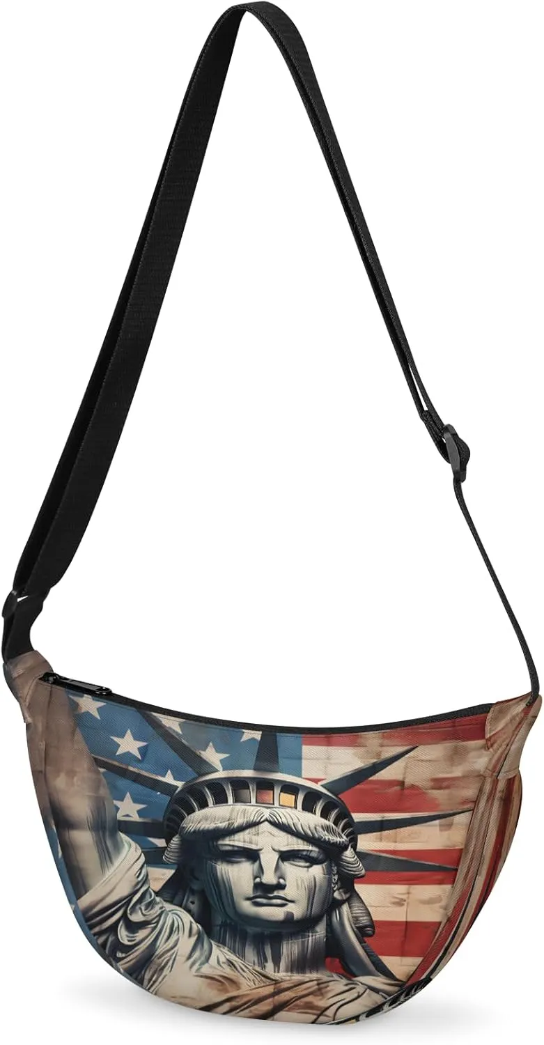 Crescent Crossbody Bag for Women & Men Lightweight Spacious Dumpling-style Sling Bag Adjustable Strap Zippers Travel Casual Use Suitable Solemn