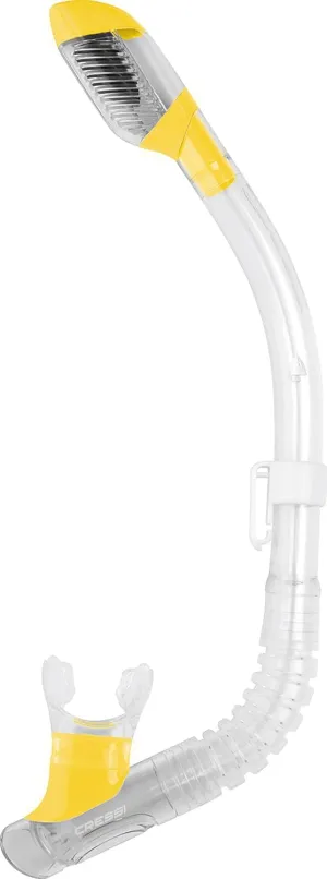 Cressi Youth Dry-Top Snorkel | Splash-Guard and Closing Valve on Top, Silicone Mouthpiece, Quick-Release Keeper | Designed in Italy