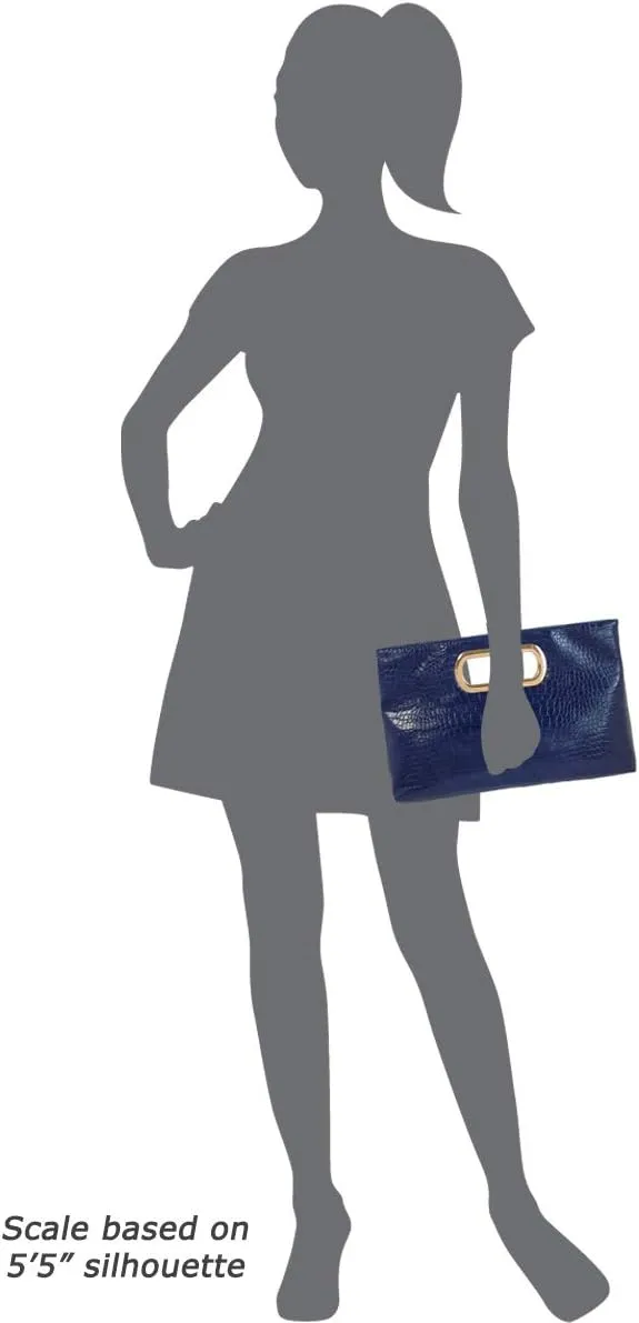 Crocodile Synthetic Leather Top Handle Clutch