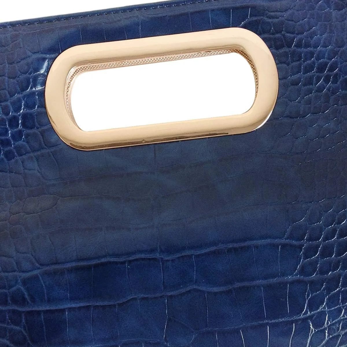 Crocodile Synthetic Leather Top Handle Clutch