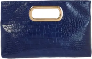 Crocodile Synthetic Leather Top Handle Clutch