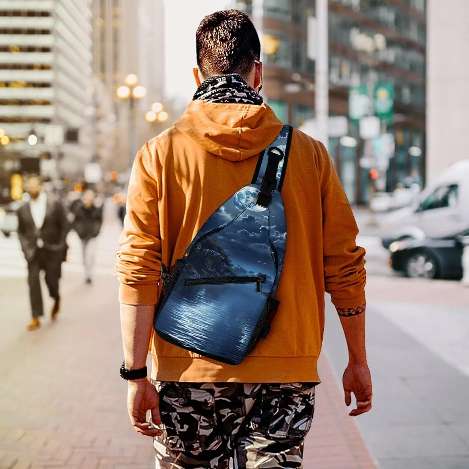 Crossbody Bag for Women Men Chest Bag Meat Slices Pattern Sling Bag Crossbody Shoulder Bag Sling Backpack