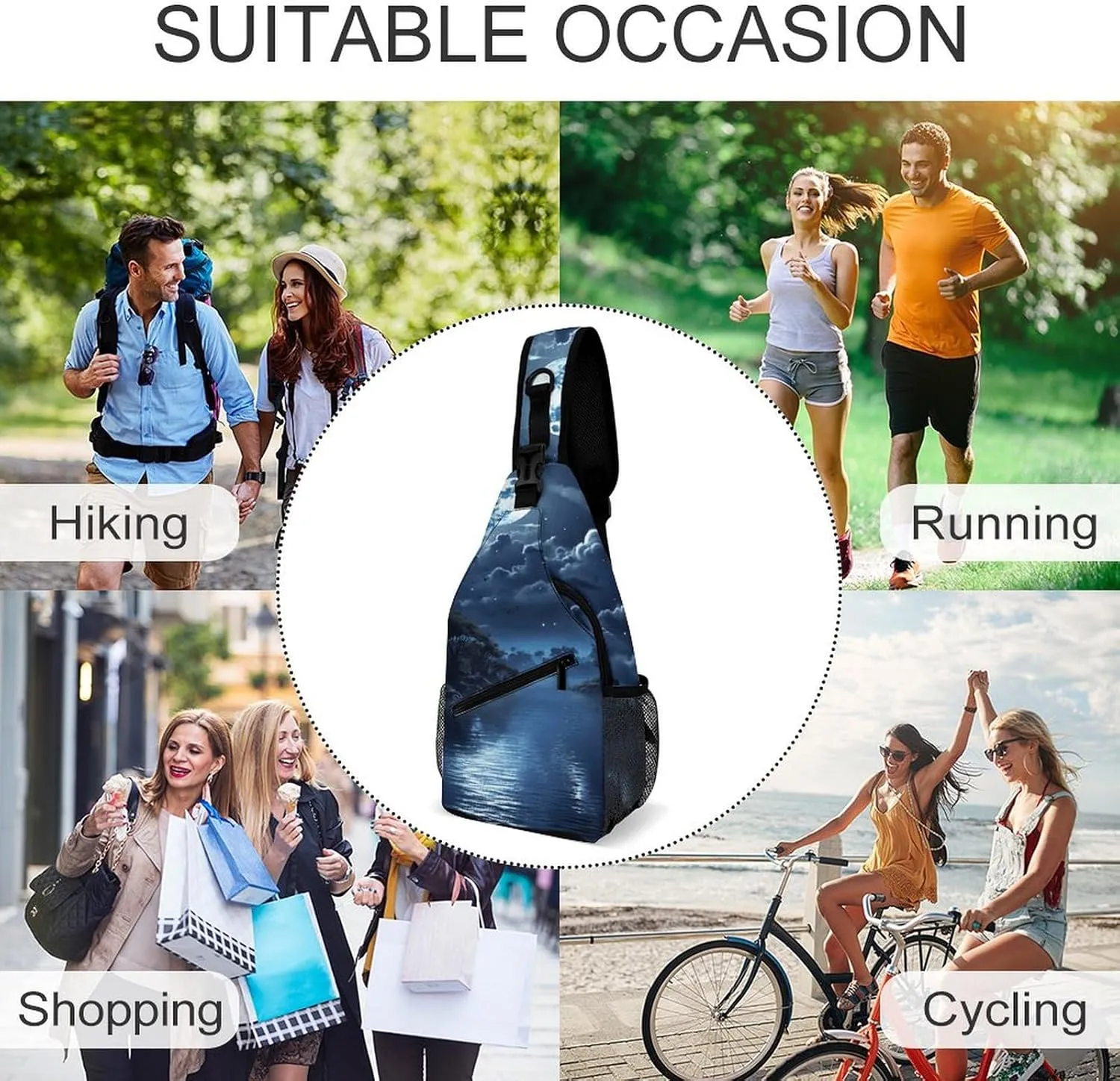 Crossbody Bag for Women Men Chest Bag Meat Slices Pattern Sling Bag Crossbody Shoulder Bag Sling Backpack