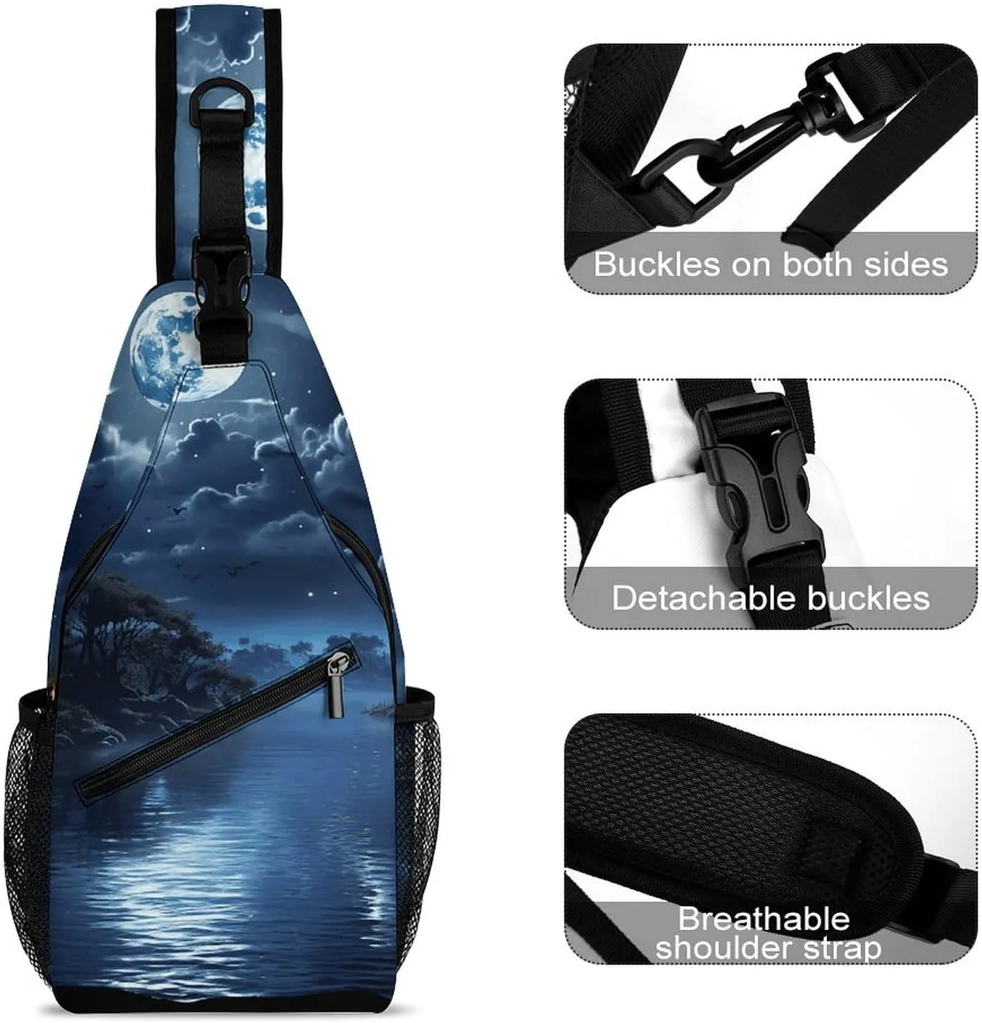 Crossbody Bag for Women Men Chest Bag Meat Slices Pattern Sling Bag Crossbody Shoulder Bag Sling Backpack