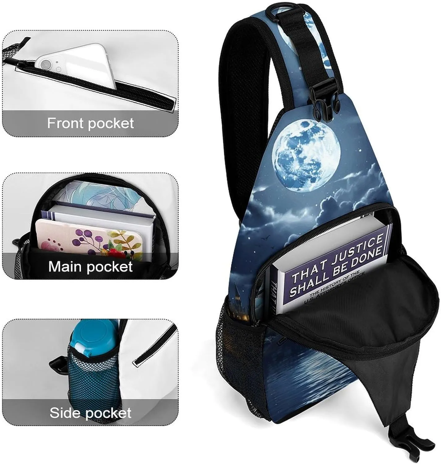 Crossbody Bag for Women Men Chest Bag Meat Slices Pattern Sling Bag Crossbody Shoulder Bag Sling Backpack