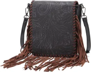 Crossbody Bag for Women PU & Woven Western Fringe Purse Waterproof Tassels Crossbody Purse Bag