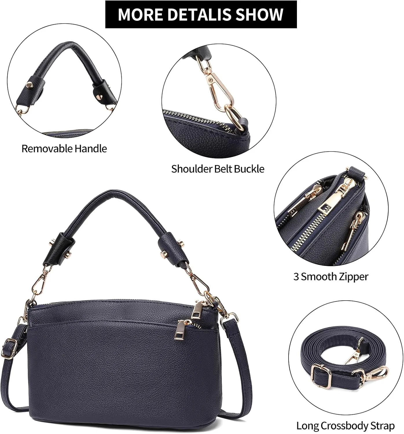 Crossbody Bag for Women, Vegan Leather Top Handle Handbags Small Shoulder Purse