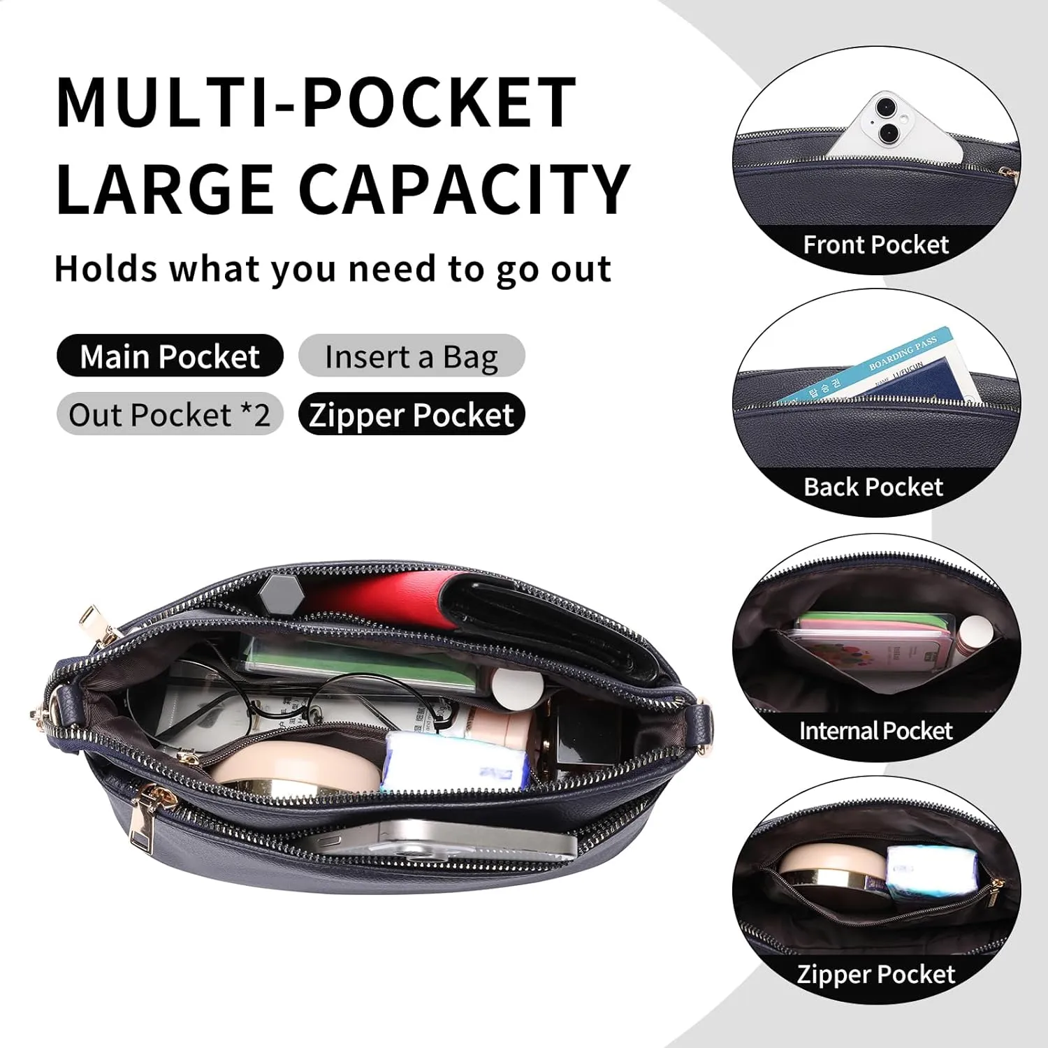 Crossbody Bag for Women, Vegan Leather Top Handle Handbags Small Shoulder Purse
