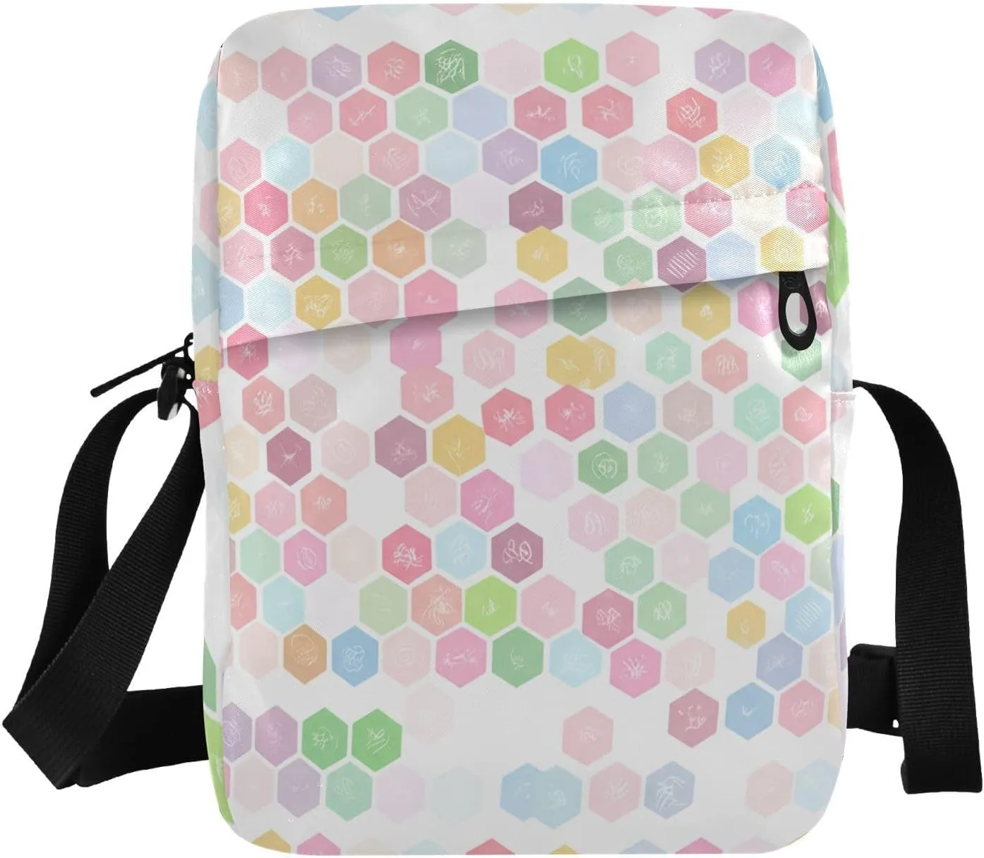 Crossbody Bag Hexagons Shades Pink Messenger Bag for Women Men Purse Shoulder Bag Satchel Bag with Adjustable Strap 214C1623