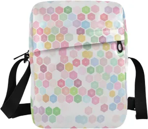 Crossbody Bag Hexagons Shades Pink Messenger Bag for Women Men Purse Shoulder Bag Satchel Bag with Adjustable Strap 214C1623