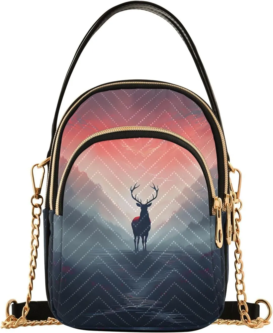Crossbody Bags for Women Deer Dense Fog Shimmer Women's Crossbody Handbags Leather Purses Shoulder bag
