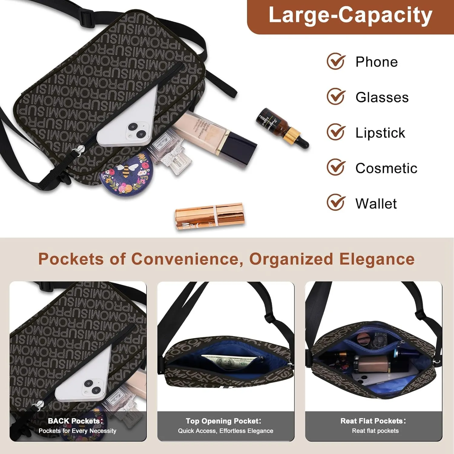 Crossbody Bags for Women: Small Fashion Print Purses Hand Travel Shoulder Bag