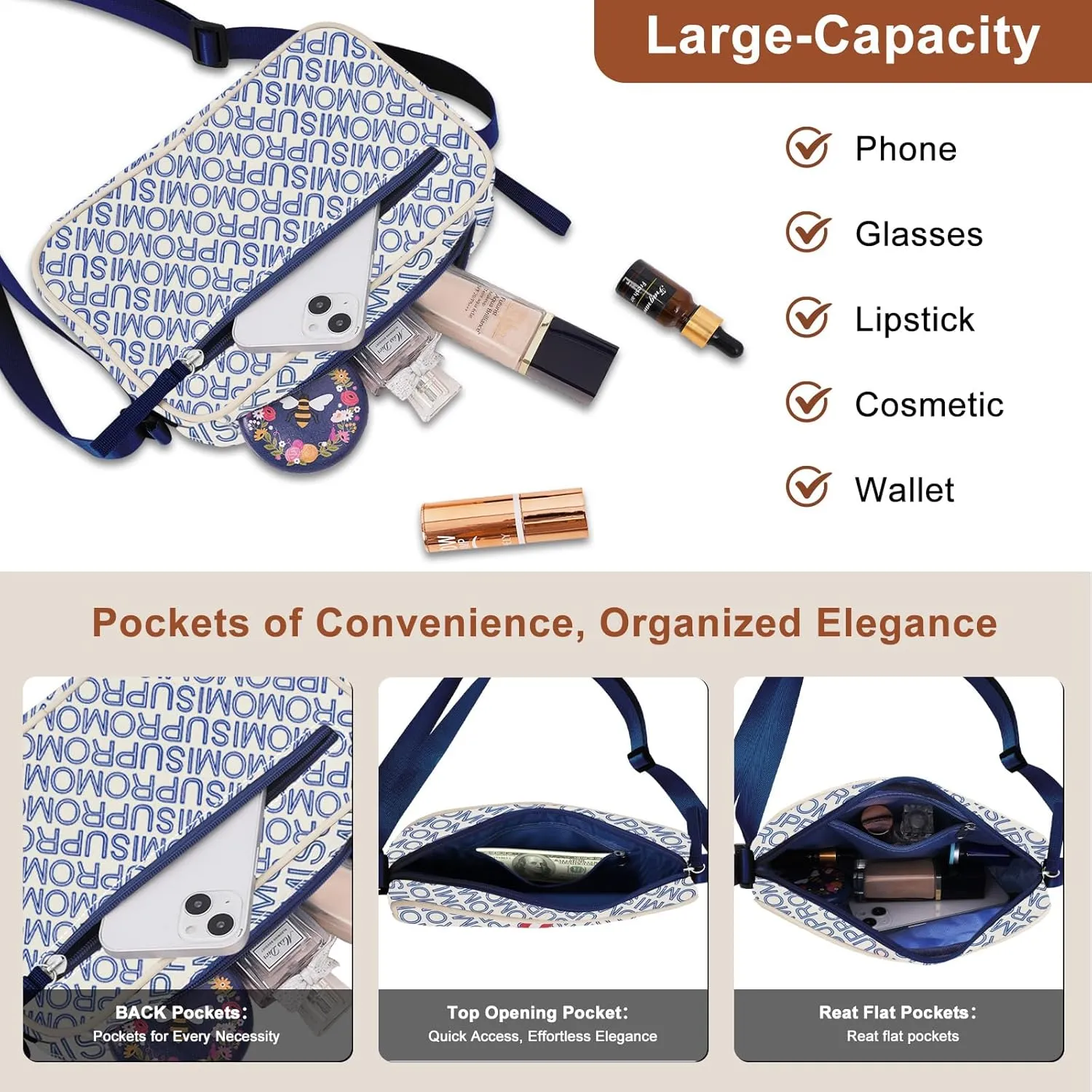 Crossbody Bags for Women: Small Fashion Print Purses Hand Travel Shoulder Bag