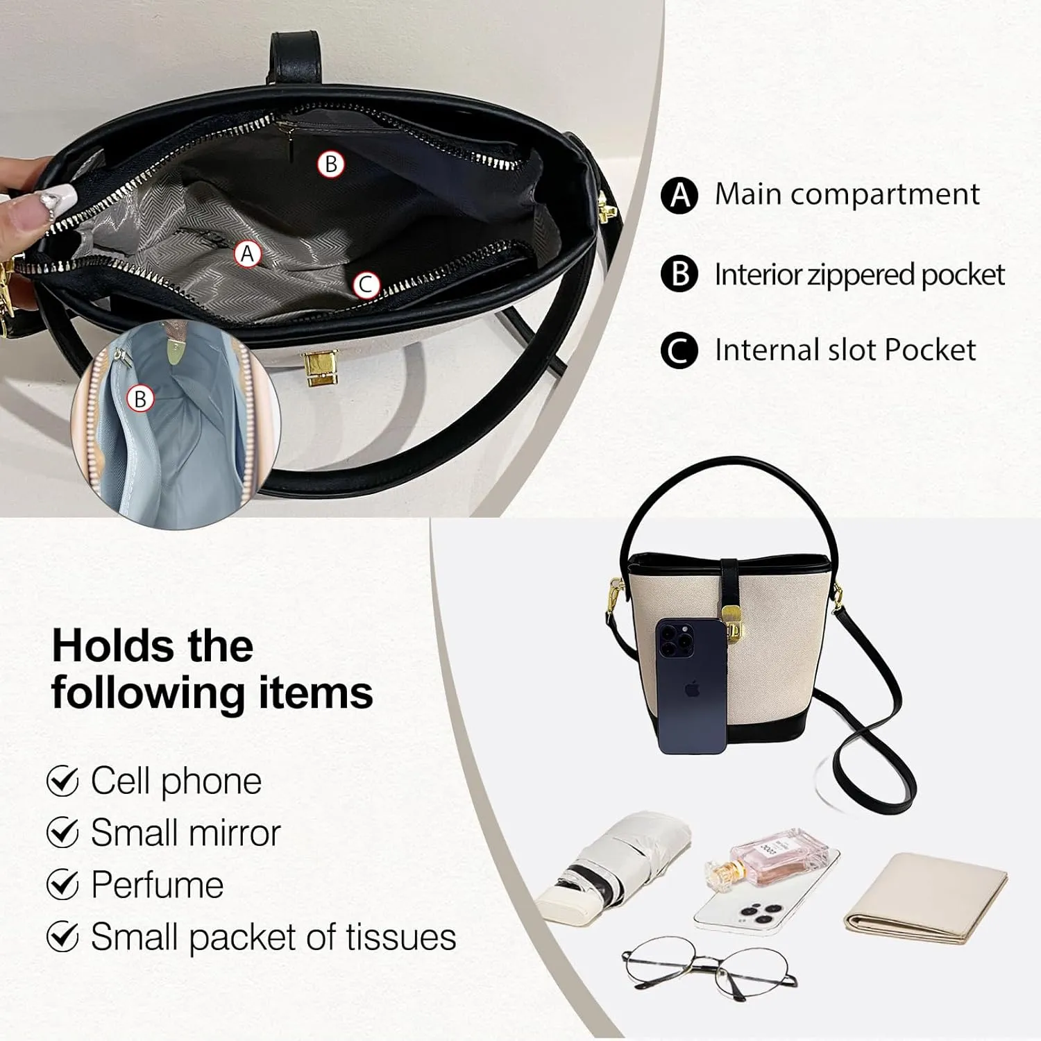 Crossbody Bucket Bags for Women Leather Shoulder Bag for Women Fashion Mini Handbags Bucket Purses