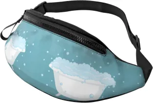 Crossbody Fanny Packs for Women Men - Bathtub with Soap Bubbles Running Waist Bag Travel Belt Bag for Women Men