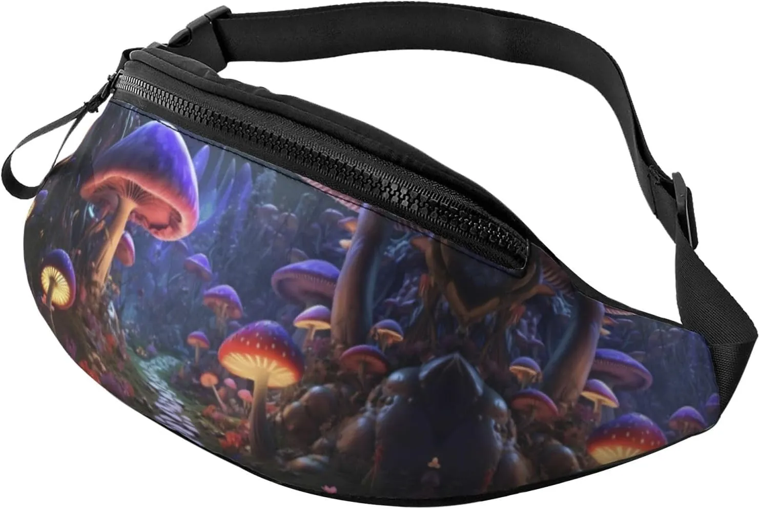 Crossbody Fanny Packs for Women Men - Jungle Path Glowing Mushrooms Running Waist Bag Travel Belt Bag for Women Men