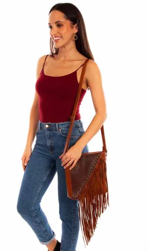Crossbody Leather Handbag with Fringe