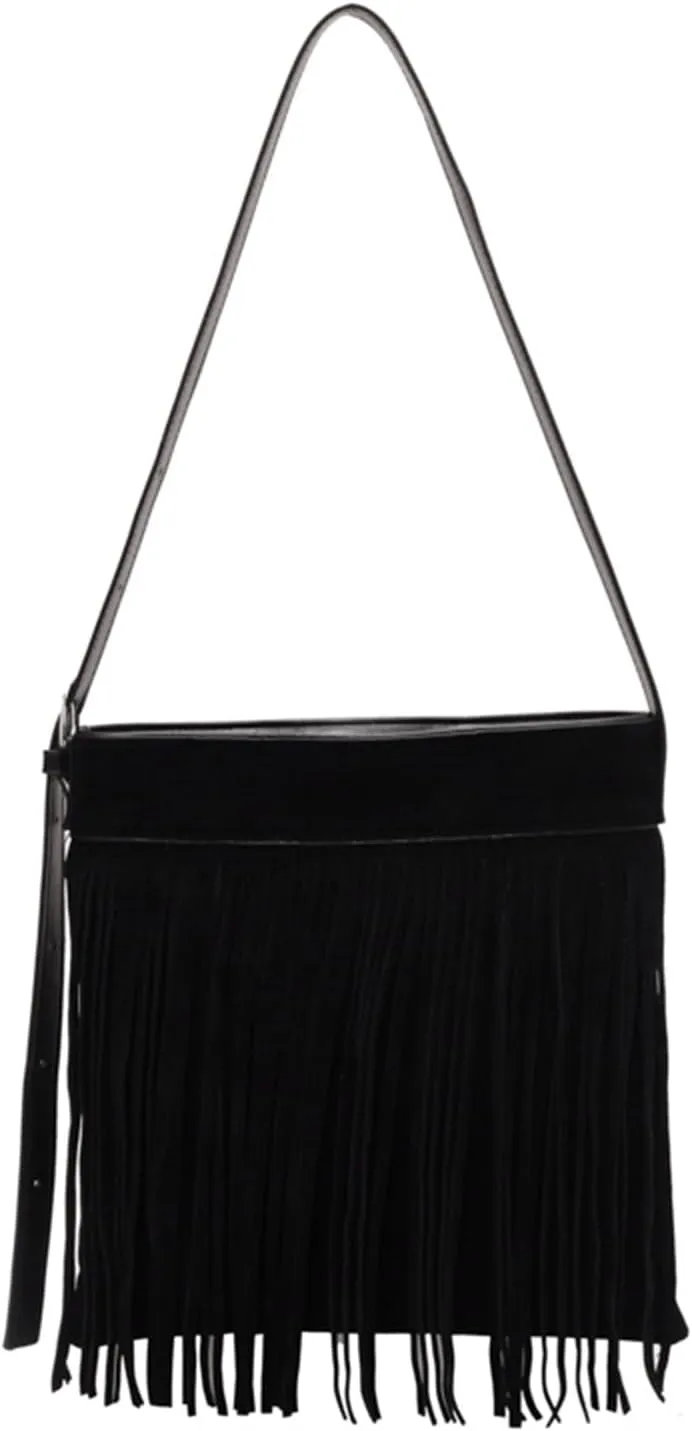 Crossbody Purse for Women Trendy Vintage Fringe Boho Tassel Handbag Shoulder Bag with Adjustable Strap