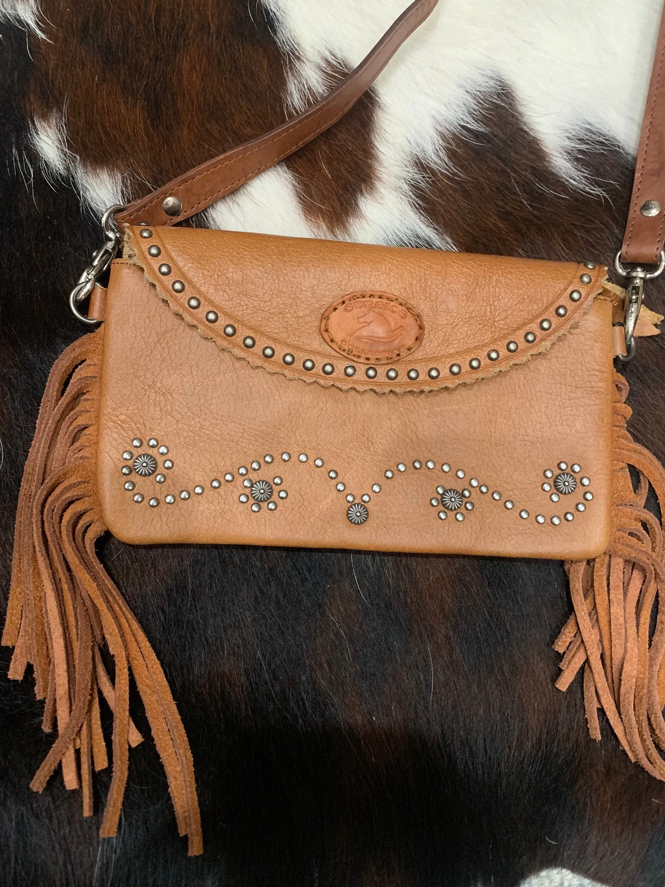 Crossbody tan leather
