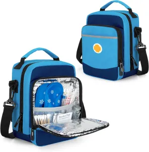 CURMIO Insulin Cooler Travel Case, Insulated Diabetes Supplies Bag with Shoulder Strap for Insulin Pens and Diabetic Supplies, Blue (Patented Design,Bag Only)