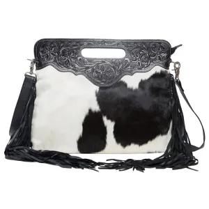 Cusco Tooling Leather Cowhide w Fringe Bag