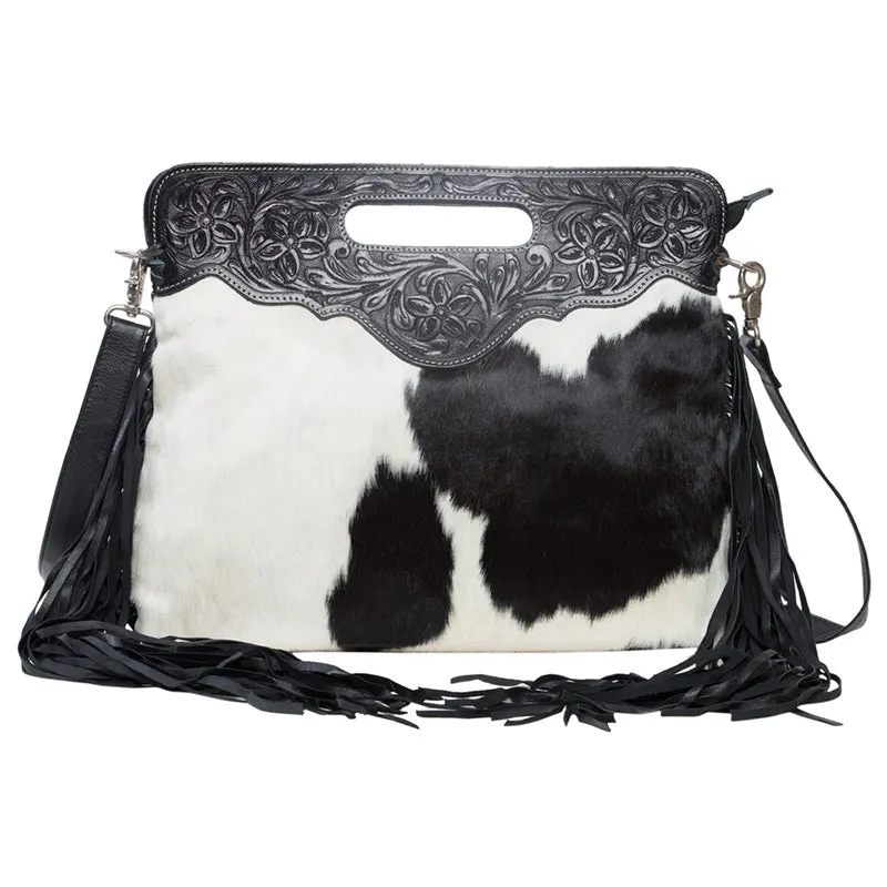 Cusco Tooling Leather Cowhide w Fringe Bag