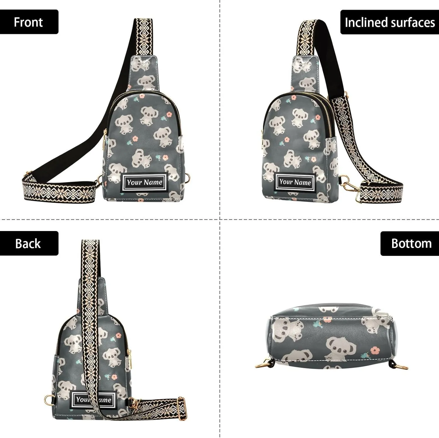 Custom Sling Bag for Women Cute Personalized Leather Crossbody Shoulder Bags Chest Bag