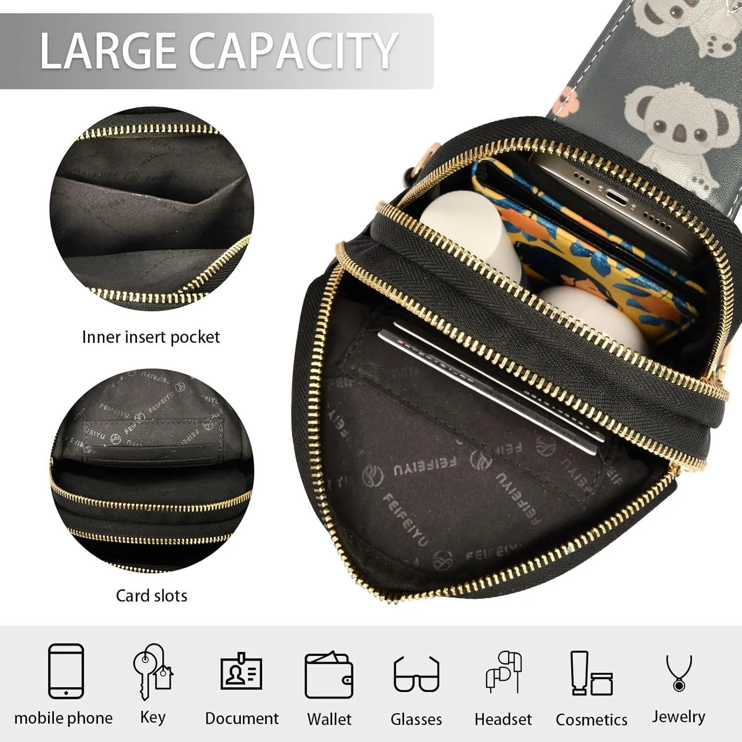 Custom Sling Bag for Women Cute Personalized Leather Crossbody Shoulder Bags Chest Bag