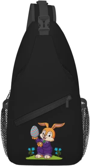 Cute Bunny Holding Easter Eggs Crossbody Bags For Women Men Chest Backpack Gym Shoulder Bag Travel Outdoor Sports Casual Crossbody Bags