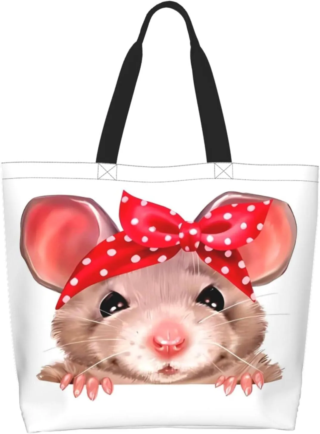 Cute Cartoon Rat Tote Bag Shopping Bag Portable Handbags Tote Shoulder Bucket Bags for Women