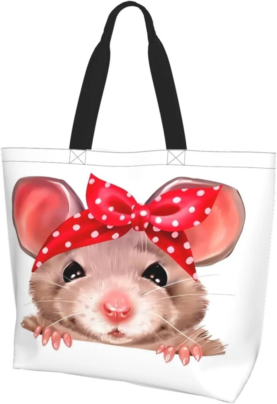 Cute Cartoon Rat Tote Bag Shopping Bag Portable Handbags Tote Shoulder Bucket Bags for Women