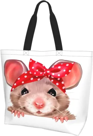 Cute Cartoon Rat Tote Bag Shopping Bag Portable Handbags Tote Shoulder Bucket Bags for Women