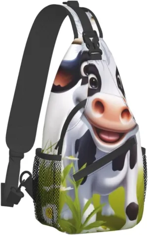 Cute Cow Print Men'S Casual Crossbody Chest Bag - A Versatile Accessory For Everyday Use And Short Trips