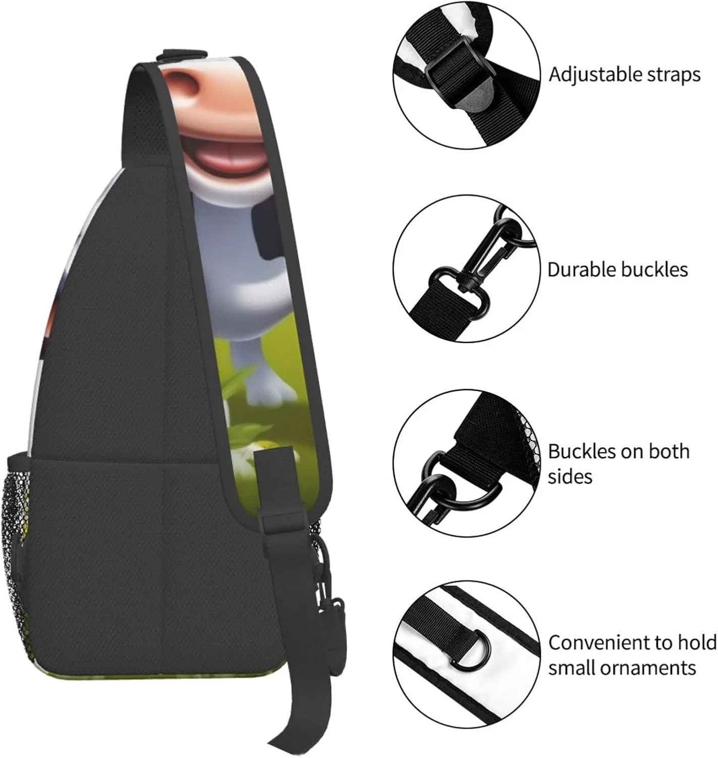 Cute Cow Print Men'S Casual Crossbody Chest Bag - A Versatile Accessory For Everyday Use And Short Trips